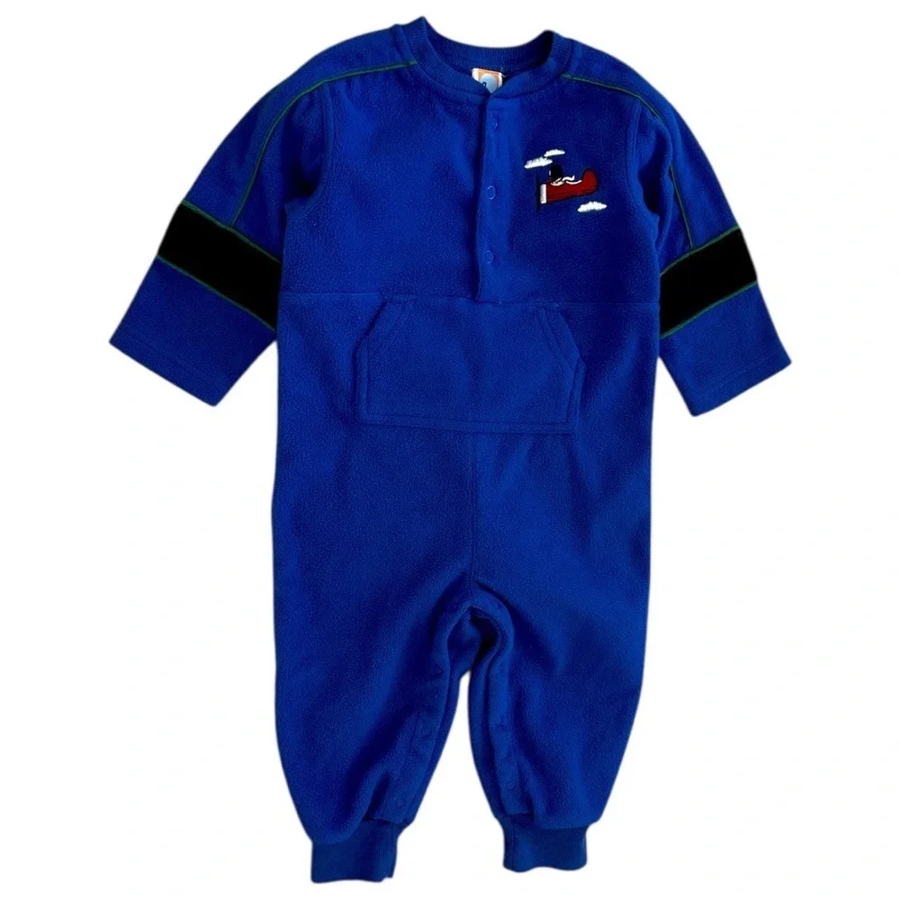 Vintage Y2K Gymboree Airplane Embroidered Coveralls Jumpsuit Cozy 12-18M Boy